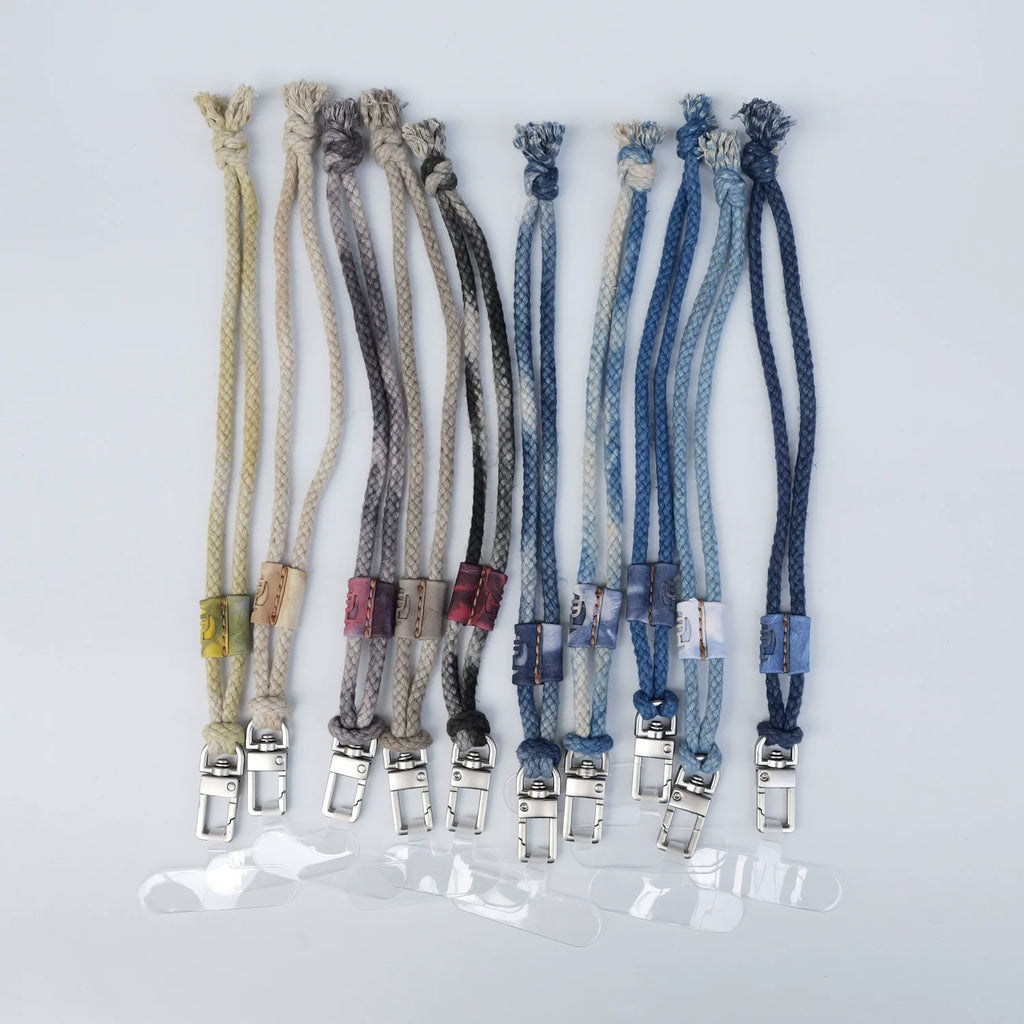 Original Design Natural Plant Dyed Linen Cotton Hand Woven Phone Lanyard Adjustable Crossbody Neck Phone Strap Multifunctional Compatible with Camera Long Lasting Durable Versatile Strap