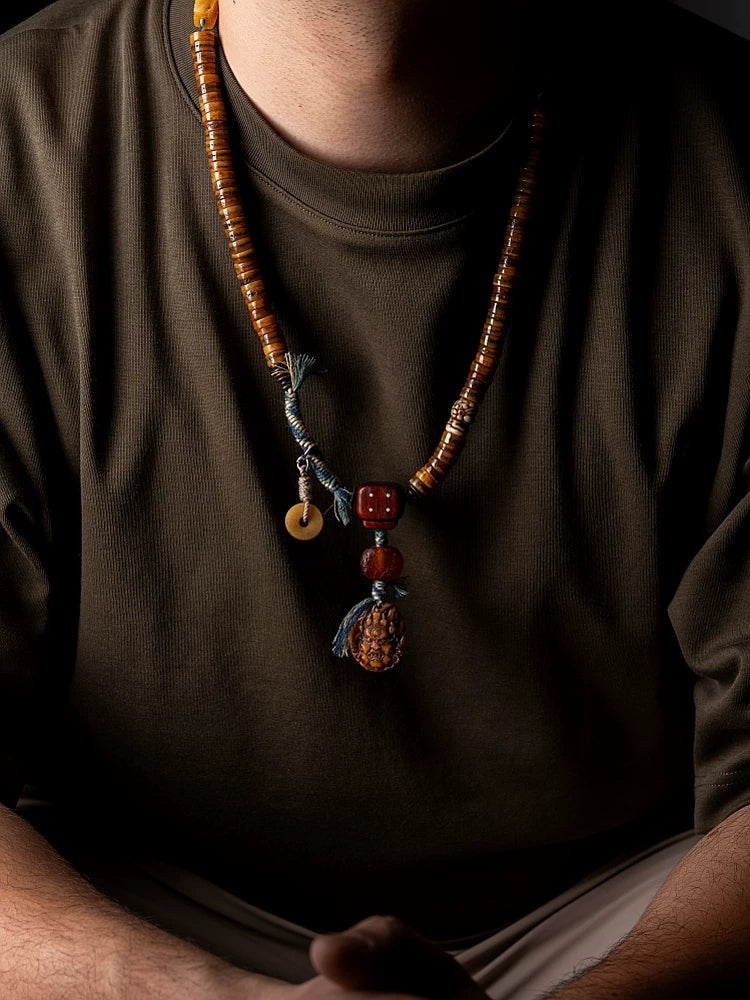 Original Handmade Tibetan Jewelry 108 Beads Old Material Yak Bone Mala Prayer Beads Bracelet Vintage Tibetan Meditation Wristband For Spiritual Practice