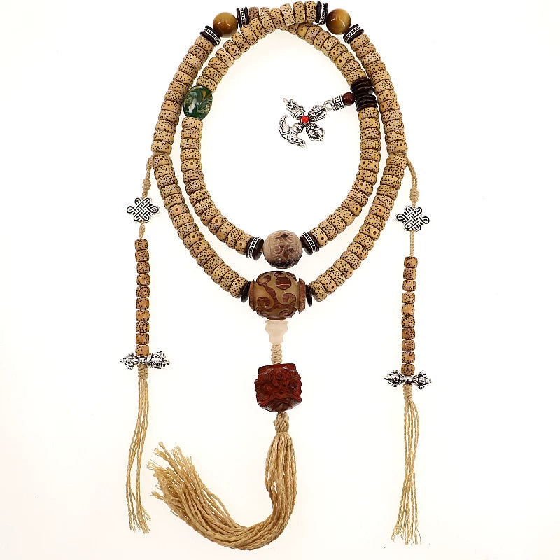 108 Beads Natural Star-Moon Bodhi Seed Tibetan Mala Prayer Beads Bracelet Necklace For Men And Women Handcrafted Buddhist Meditation Rosary