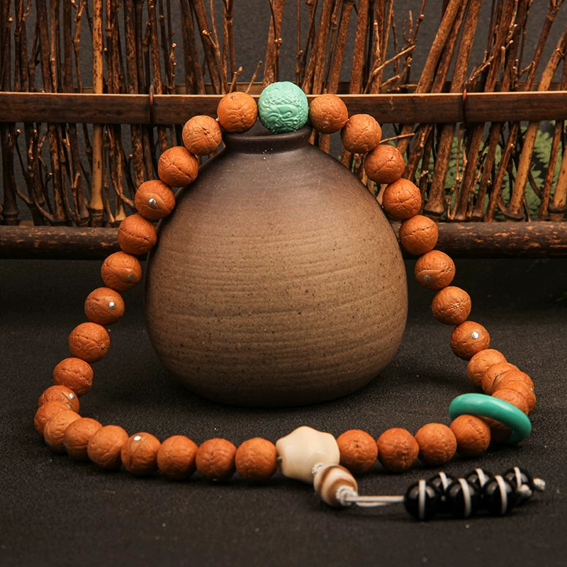 Natural round Nepalese phoenix eye Bodhi bracelet, Buddha beads, small single circle, handheld men's and women's rosary beads, beeswax accessories, Wenwan