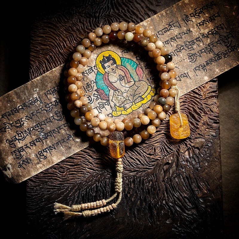 108 Beads Jadeified Dragon Spine Bodhi Mala Beads Multi Treasure Hand String Buddhist Prayer Rosary For Meditation Yoga Spiritual Practice Handmade Ethnic Style Jewelry