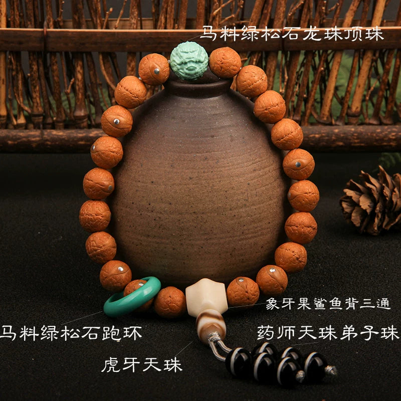 Natural round Nepalese phoenix eye Bodhi bracelet, Buddha beads, small single circle, handheld men's and women's rosary beads, beeswax accessories, Wenwan