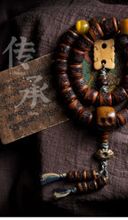 Inherited Collection Hand Carved Natural Old Material Tibetan Yak Bone Mala Bracelet Double Layered Rare Niche Yak Bone Prayer Beads Wrist Bracelet for Men