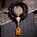 Natural Tibet Yak Bone Prayer Beads Bracelet Old Material Gaga Spirit Bone Agate Bracelet with Honey Wax Double Circle Couple Bracelet for Men and Women