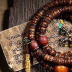 108 Beads Tibetan Style Natural Old Material Yak Bone Prayer Beads Bracelet Gada Scripture Buckle Hand String Tibetan Buddhism Necklace
