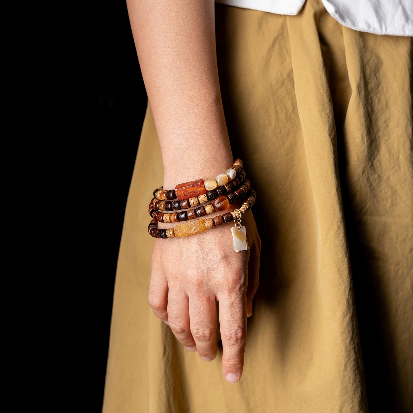 Original Design Vintage Star Moon Bodhi Seed Aged Chen Zi Buddha Beads Multi loop Couple Wrist Bracelet Hand String for Men and Women