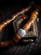 Original Tibetan Style Small Gadu Wrist Mala Vintage Old Yak Bone Meditation Prayer Beads Bracelet Tibetan Buddhist Spiritual Bone Handheld Mala