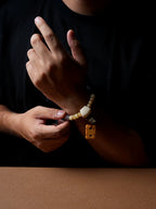 Original Design Natural Yak Bone Camel Bone Multi Treasure Tibetan Prayer Beads Bracelet Tibetan Style Unisex Couple Unique Minority Handmade Bracelet