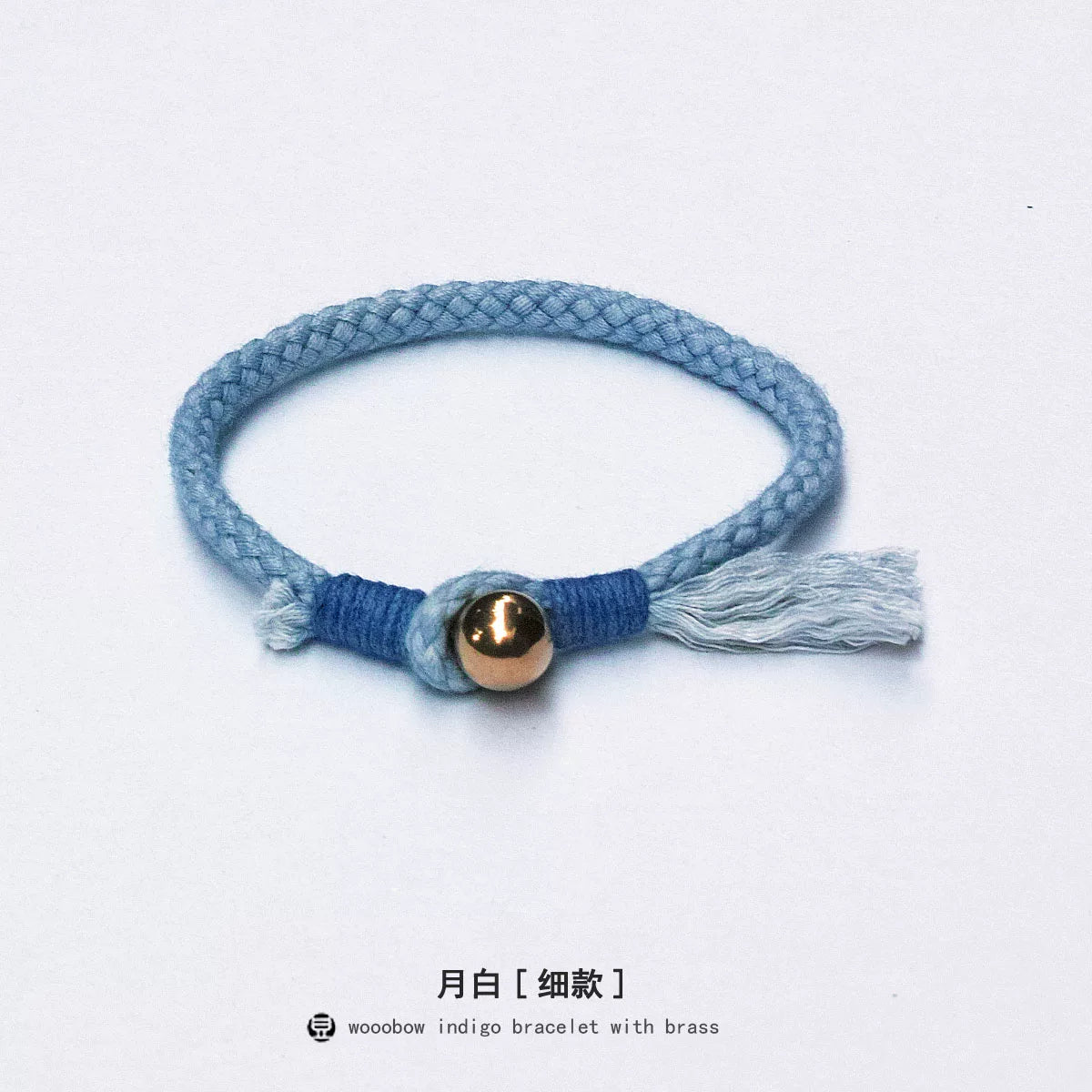 Handmade Indigo Dyed Beaded Buckle Cotton Linen Cord Bracelet with Pure Silver Accent Natural Plant Dye Unisex Couple Bangle Trendy Jewelry Perfect Holiday Birthday Gift for Men and Women