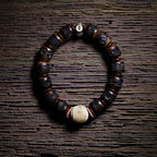 Authentic Inheritance Tibetan Natural Old Yak Bone Prayer Beads Bracelet Vintage Dharma Gaga Beaded Wrist Bracelet Unisex Handcrafted Tibetan Buddhism Meditation Wenwang Jewelry