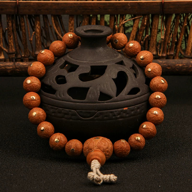 Natural round Nepalese phoenix eye Bodhi bracelet, Buddha beads, small single circle, handheld men's and women's rosary beads, beeswax accessories, Wenwan