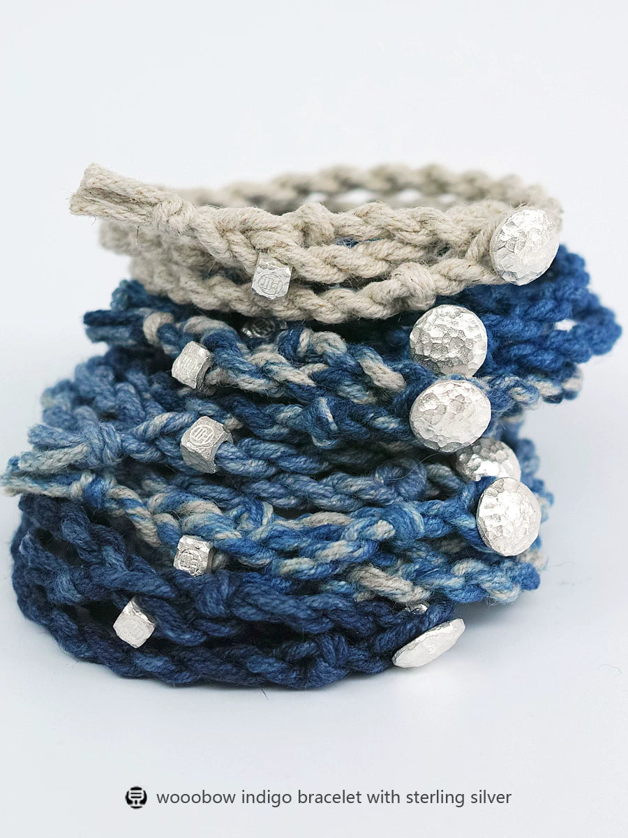 Hand Woven Three Loop One Size Fits All Hemp Cotton Cord Bracelet With Brass And Pure Silver Accents Unisex Couple Wristband For Daily Wear Matching Anniversary Dating Gift