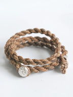 Original Handmade Persimmon Dyed Cotton Linen Bracelet Natural Plant Indigo Dyed Unisex Wristband Couple Matching Hand Rope For Daily Wear Couple Gift