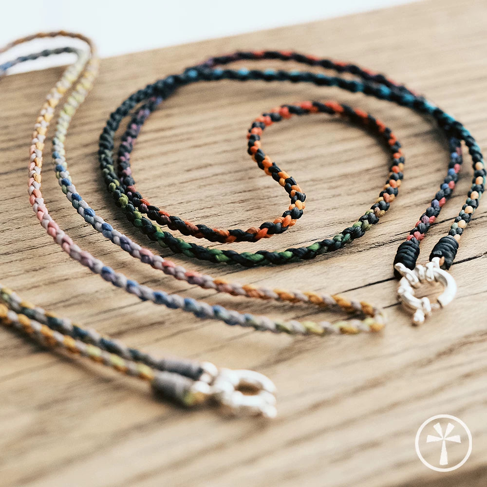 Handmade Original Independent Sterling Silver Charm Necklace Summer Woven Wax Cord Necklace for Women Fashion Silver Jewelry from Jewelry Store