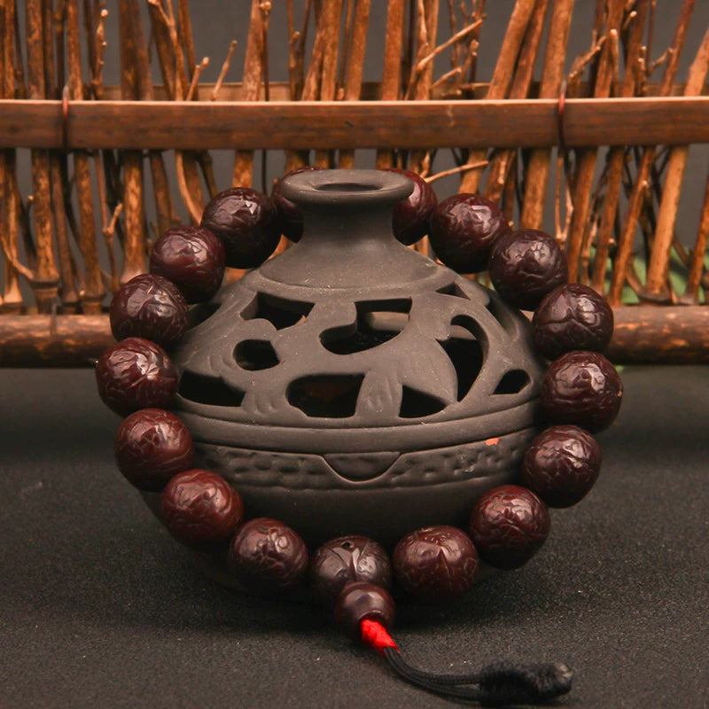 Natural round Nepalese phoenix eye Bodhi bracelet, Buddha beads, small single circle, handheld men's and women's rosary beads, beeswax accessories, Wenwan