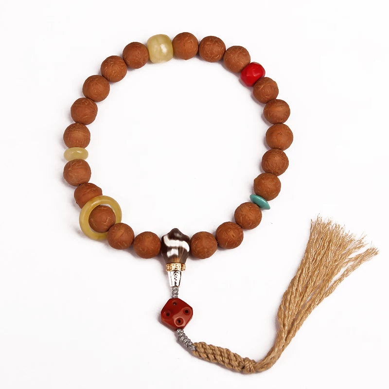 Natural round Nepalese phoenix eye Bodhi bracelet, Buddha beads, small single circle, handheld men's and women's rosary beads, beeswax accessories, Wenwan