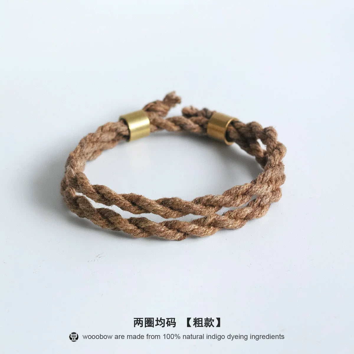 Original Handmade Persimmon Dyed Cotton Linen Bracelet Natural Plant Indigo Dyed Unisex Wristband Couple Matching Hand Rope For Daily Wear Couple Gift