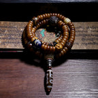 Original 108 Beads Tibetan Old Yak Bone Mala Prayer Beads Bracelet Handmade Tibetan Yak Bone Dzi Agate Beaded Wrist Mala for Meditation Yoga Prayer Jewelry