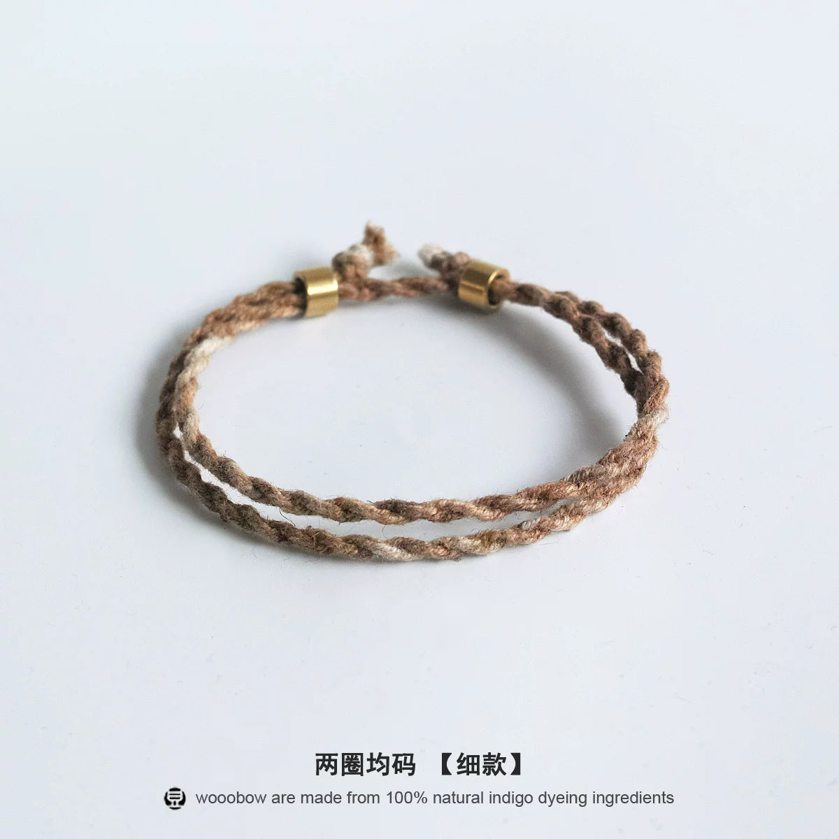 Original Handmade Persimmon Dyed Cotton Linen Bracelet Natural Plant Indigo Dyed Unisex Wristband Couple Matching Hand Rope For Daily Wear Couple Gift
