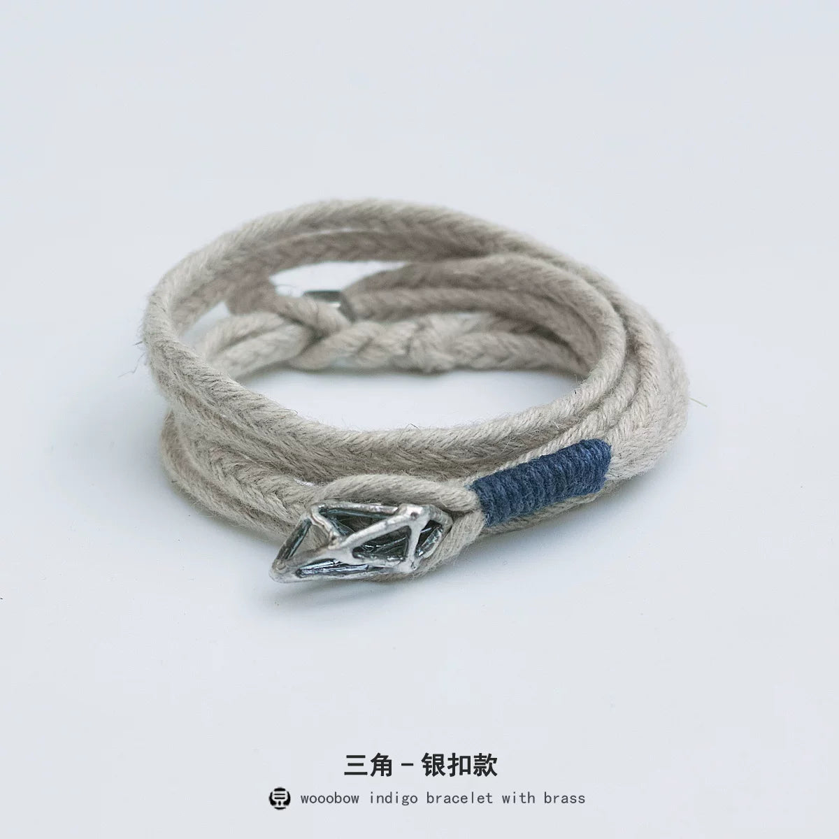 Original Handmade Indigo Dyed Cotton Linen Five Strand Braid Bracelet with Solid Silver Buckle Unisex Couple Wristband Hand Strap for Daily Wear Matching Gift for Lover