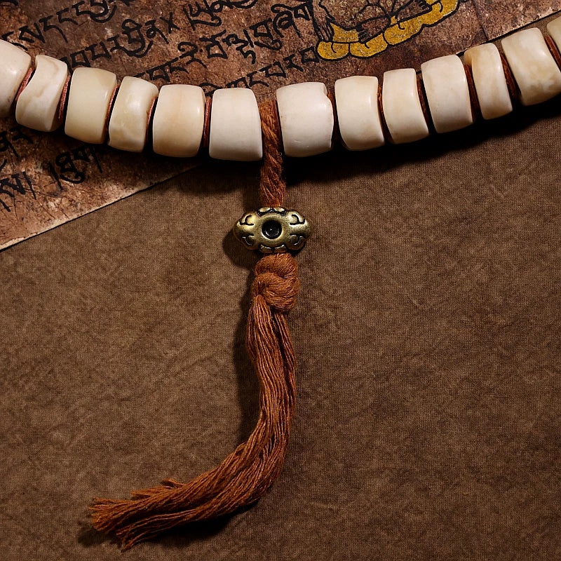 Original Tibetan Natural Yak Bone Mala Prayer Beads Bracelet 36 Beads Original Ecological Handheld Mala For Men Tibetan Authentic Play Buddhist Prayer Beads