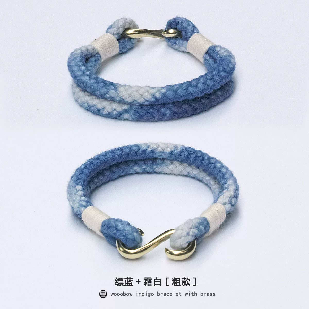 Handmade Indigo Dyed Cotton Linen Woven S Hook Bracelet Vintage Pure Silver Unisex Couple Bangle Fashion Brand Jewelry Perfect Holiday Birthday Gift for Men and Women