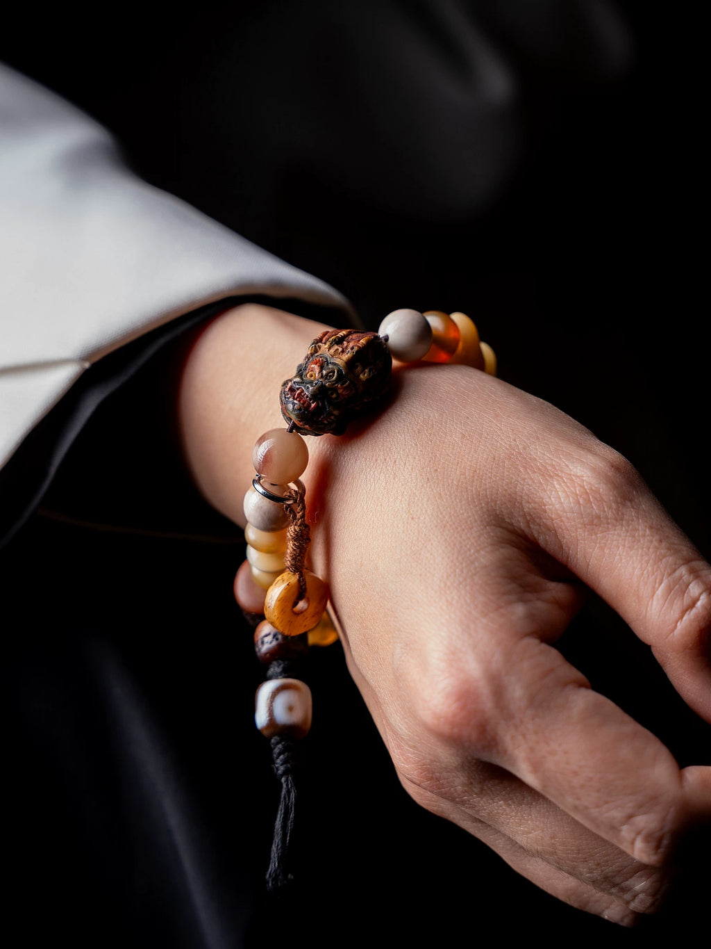 Håndlavet Originalt Design Naturlig Yakben Kamelben Duobao Benarmbånd Autentisk Tibetansk Stil Bønneperlearmbånd Til Åndelig Meditation