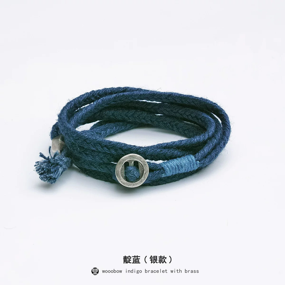 Handmade Original Five Strand Braided Bracelet Pure Silver Indigo Dyed Cotton Linen Couple Wristband Unisex Hand Braided Rope Bracelet Handcrafted Blue Dyed Fashion Adjustable Jewelry for Men and Women