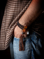 Tibetan Original Design 108 Beads Mala Bracelet Aged Star-Moon Bodhi Seed Old Material Prayer Beads Necklace Unisex Accessory For Meditation Prayer Daily Wear