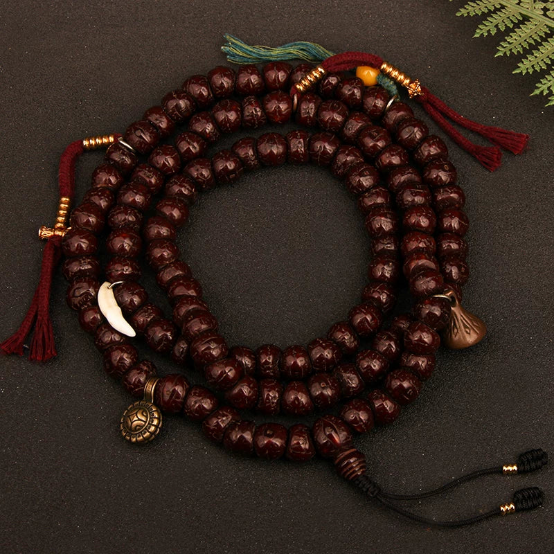 Natural round Nepalese phoenix eye Bodhi bracelet, Buddha beads, small single circle, handheld men's and women's rosary beads, beeswax accessories, Wenwan