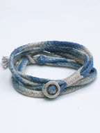 Original Handmade Indigo Dyed Cotton Linen Five Strand Braid Bracelet with Solid Silver Buckle Unisex Couple Wristband Hand Strap for Daily Wear Matching Gift for Lover