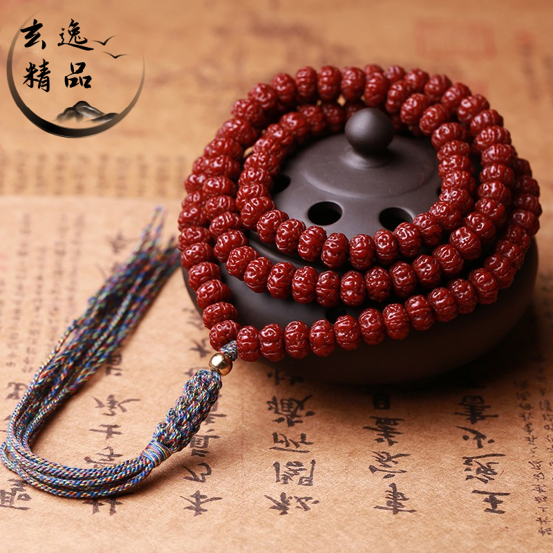 Natural bot manipulation jade small vajra bodhi son 108 bracelets men and women five petals short pile Buddha beads bracelet Wenwan