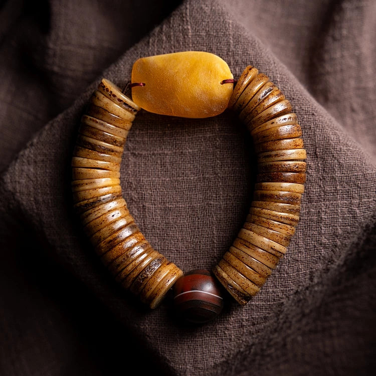 Natural Old Yak Bone Tibetan Spiritual Mala Beads Bracelet One Picture One Item Tibetan Bone Polished Gaha Single Strand Bracelet