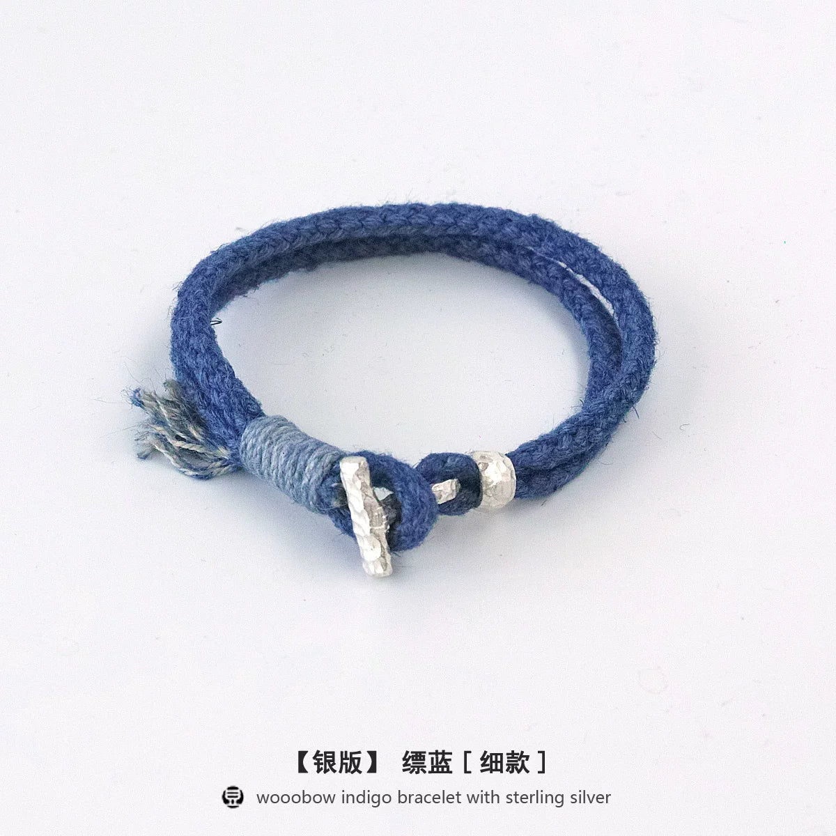 Handmade Indigo Dyed Cotton Linen Braided T Buckle Bracelet Antique Brass Clasp Unisex Couple Woven Bracelet Trendy Street Style Fashion Jewelry Gift for Men Women Boyfriend Girlfriend