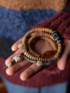 108 Beads Natural Star-Moon Bodhi Seed Mala Prayer Beads Bracelet Multi Loop Tibetan Style Woven Rope Hand String Xingyue Bodhi Meditation Jewelry For Men Women