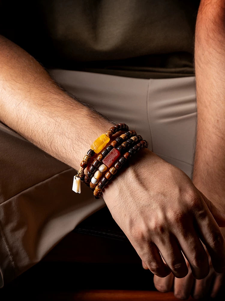 Original Design Vintage Star Moon Bodhi Seed Aged Chen Zi Buddha Beads Multi loop Couple Wrist Bracelet Hand String for Men and Women