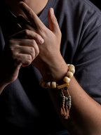 Naturlig primitiv tibetansk stil Yakokse-knoglebedekæde Enkeltløkke armbånd til mænd Autentisk tibetansk Yakokse-knogle buddhistisk meditationsperlearmbånd