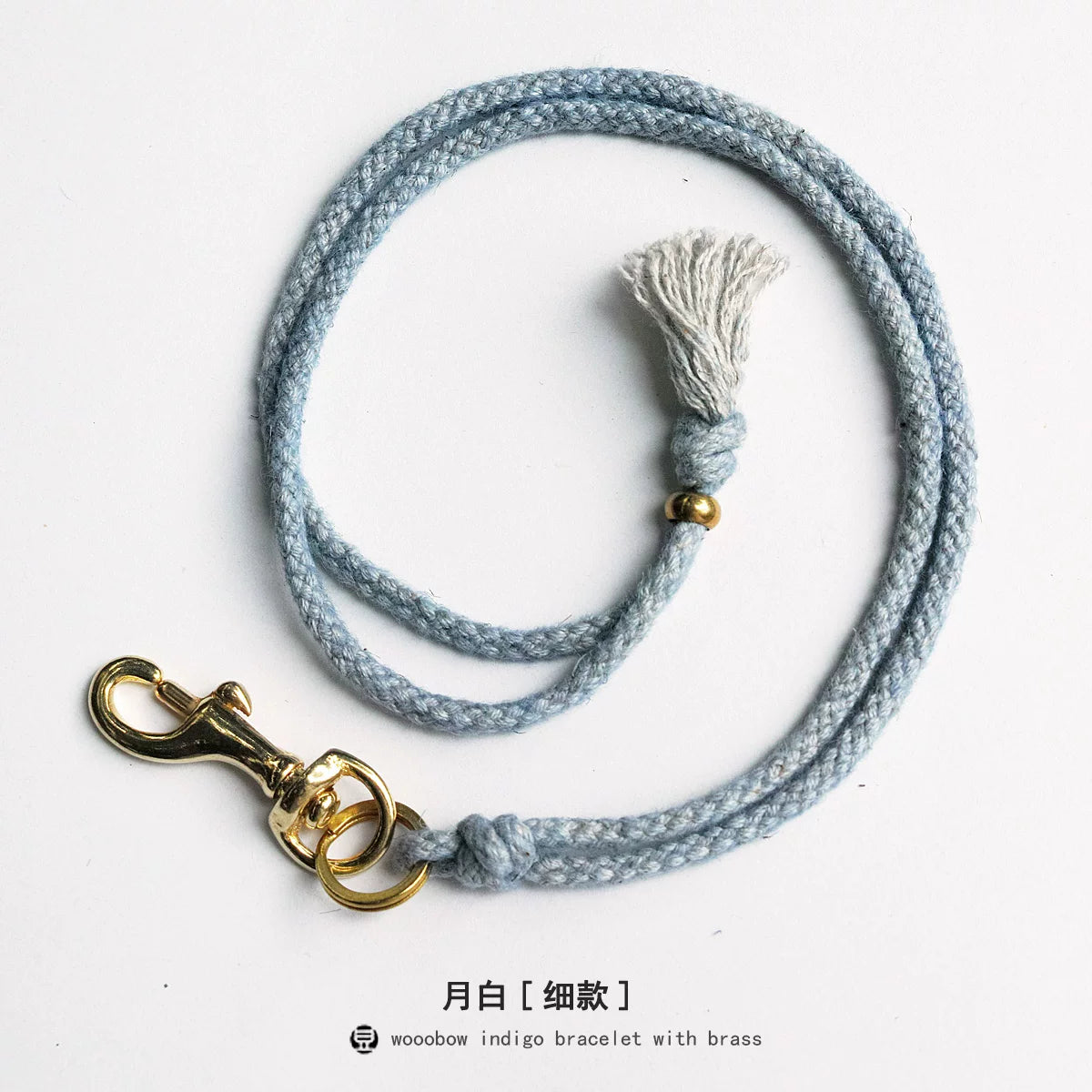 Hand Woven Cotton Linen Indigo Dyed Khaki Neck Lanyard Necklace For Phone ID Badge Key Vintage Casual Trendy Gift For Men Women Crafted Boho Style Neck Strap Hanging Chain