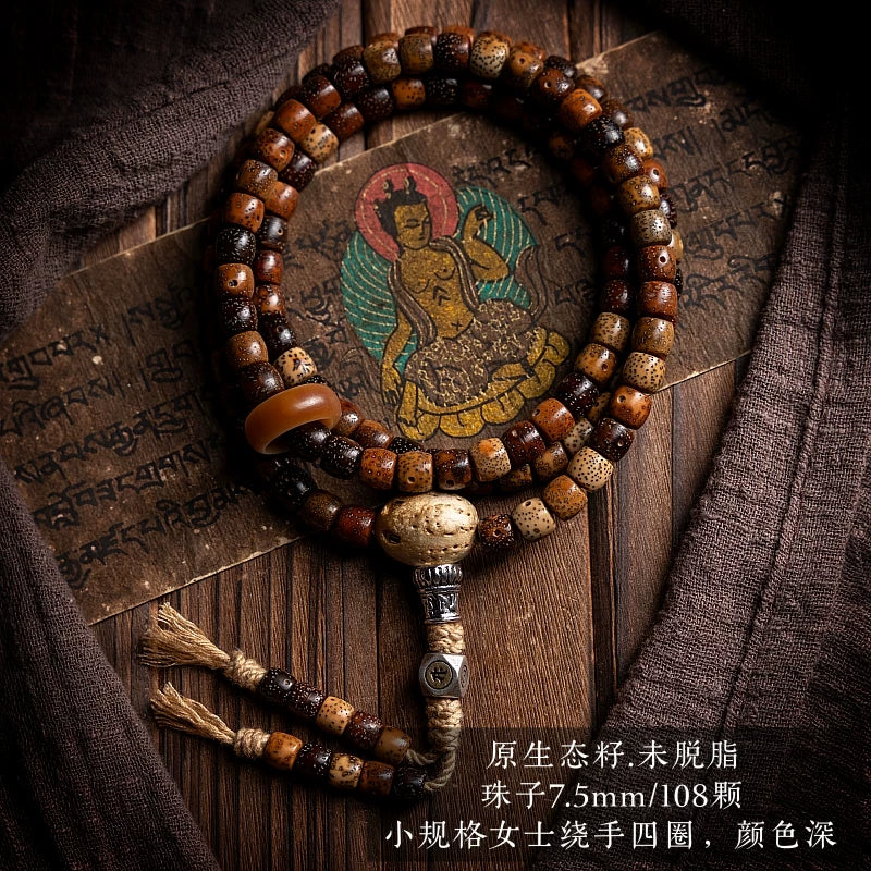 108 Beads Vintage Aged Star Moon Bodhi Seed Mala Prayer Beads Bracelet Aged Chen Seed Xingyue Bodhi Hand String Jewelry Accessory For Meditation Prayer Jewelry