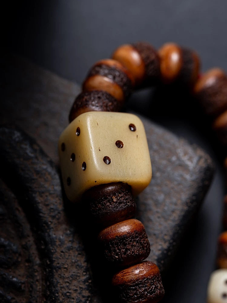 Inherited Tibetan Natural Old Material Yak Bone Prayer Beads Bracelet Single Circle Handheld Beaded Bracelet for Men Bone GAGA Collectible Hand Play Bracelet