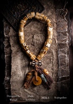Handmade Tibetan Style Braided Rope Single Circle Bracelet Natural Antler Tip Yak Bone Ethnic Tibetan Cultural Jewelry for Daily Wear and Collection
