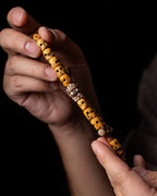Hand Carved Replica Master of ShiTuoLin Wrist Bracelet Authentic Old Yak Bone Tibetan Style Prayer Bead Handheld Mala for Buddhist Jewelry Collection