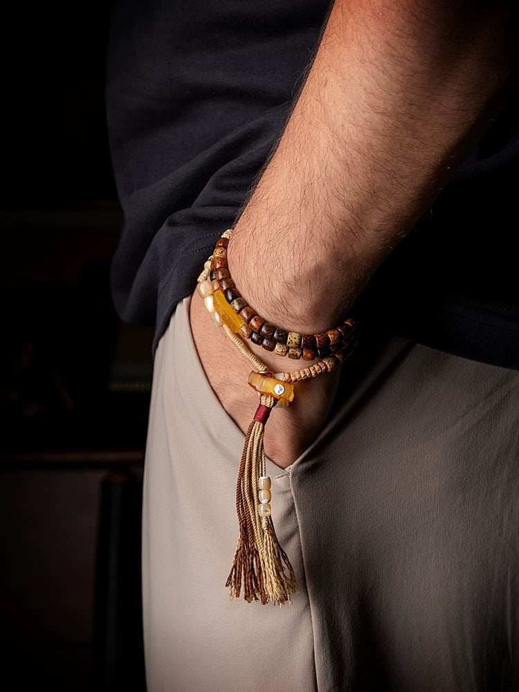 Original Tibetan Style Design Old Material Xingyue Bodhi Seed Aged Seed Buddha Beads Bracelet Unisex Accessory Wristband for Daily Wear Meditation Jewelry Gift