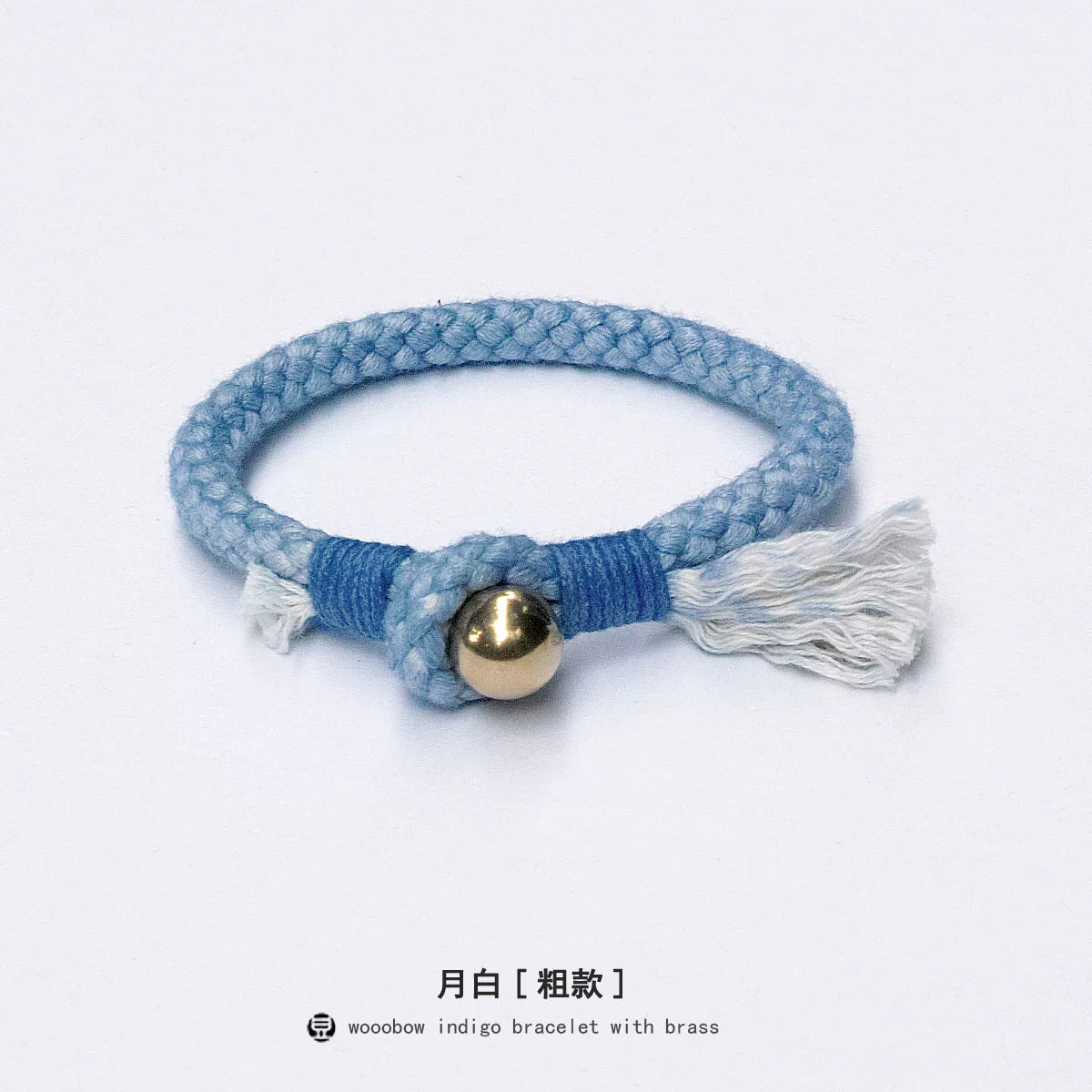 Handmade Indigo Dyed Beaded Buckle Cotton Linen Cord Bracelet with Pure Silver Accent Natural Plant Dye Unisex Couple Bangle Trendy Jewelry Perfect Holiday Birthday Gift for Men and Women