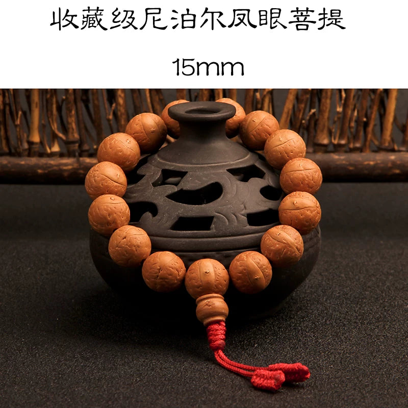 Natural round Nepalese phoenix eye Bodhi bracelet, Buddha beads, small single circle, handheld men's and women's rosary beads, beeswax accessories, Wenwan