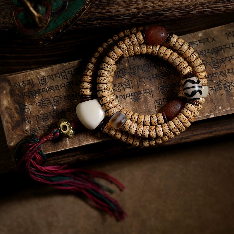Original Tibetan Style 108 Beads Natural Star-Moon Bodhi Mala Prayer Beads Bracelet Necklace Unisex Hand String For Meditation Jewelry