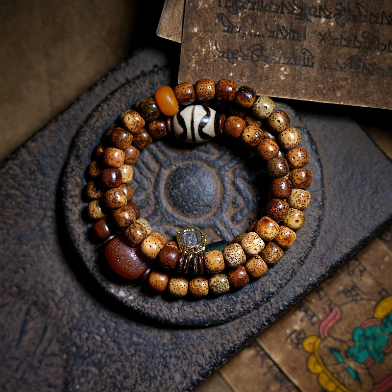 Kajegado. Original Design Star Moon Bodhi Son Buddha Bead Bracelet Men's and Women's Accessories Chen Zi Dzi Multi-circle Bracelet