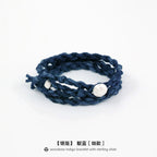 Hand Woven Three Loop One Size Fits All Hemp Cotton Cord Bracelet With Brass And Pure Silver Accents Unisex Couple Wristband For Daily Wear Matching Anniversary Dating Gift