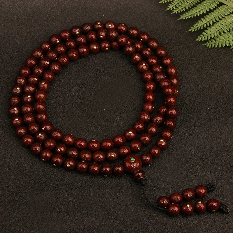 Natural round Nepalese phoenix eye Bodhi bracelet, Buddha beads, small single circle, handheld men's and women's rosary beads, beeswax accessories, Wenwan