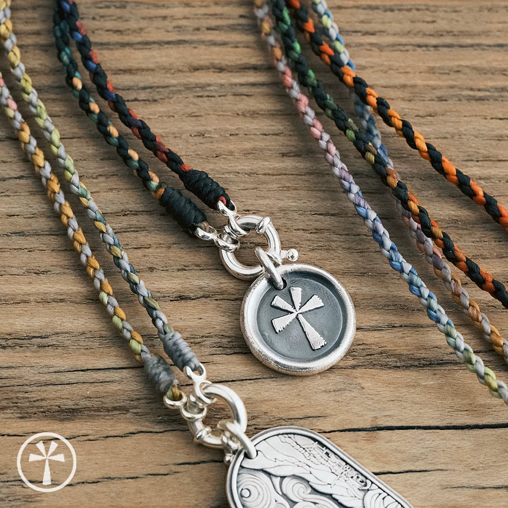 Handmade Original Independent Sterling Silver Charm Necklace Summer Woven Wax Cord Necklace for Women Fashion Silver Jewelry from Jewelry Store